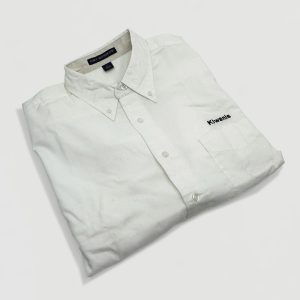 Chemise "Easy Care" blanche/bleu marine, taille L (41-42)